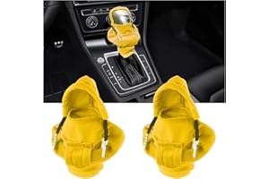 Augeny 2PCS Car Gear Shift Knob Hoodie, Fashionable Hooded Shirt Automotive Gear Shift Cover, Mini Sweater Car Shifter Stick Protector, Universal Vehicle Interior Decor Accessories (Yellow)