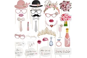 Holseylex 32 Stück Hochzeit Foto Requisiten, Bride Photo Booth Junggesellinnenabschied, Hochzeit Fotoautomat Requisiten Fotobox Requisiten Geburtstag Vintage, Party Aaccessoires Glitzer