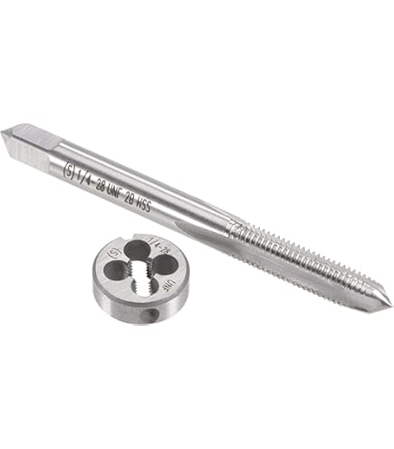 Sourcing Map Taraud Spirale Cannelure, 1/4-28 UNF 2B Haute Vitesse Acier ( HSS) Sans Revêtement Machine Filetage Fraisage Filetage Vis Taraud 3 Cannelures Taraudage Outil 2Pcs - 6