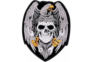 SUMA SHOP Toppa SKULL Aquila Patch termoadesiva posteriore grande per gilet da motociclista biker motorcycles, Independent Free Biker, Rider, iron. Toppe Patch Adesive per tessuti.