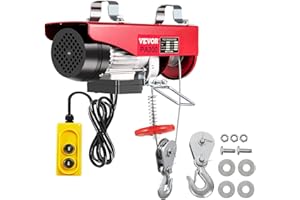 VEVOR Elektrische Seilwinde Seilzug PA300 220V 150 kg/300 kg 12 m/6 m Motorwinde mit Kabelfernbedienung, elektrischer Seilhebezug A3 Stahl 550W 12 m Kabel Fernbedienung für Laden- oder Automobi