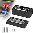 Heavy Duty Bus Bar 300A 12V Power Distribution Block with 5/16" (M8) 4-Posts Terminals Block with Cover for Automotive, Marine, Battery System (Black)