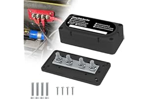 UCKASAYFY Heavy Duty Bus Bar 300A 12V Power Distribution Block with 5/16" (M8) 4-Posts Terminals Block with Cover for Automotive, Marine, Battery System (Black)