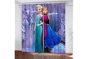 SMNVCKJ Frozen ELSA Tenda oscurante in tessuto impermeabile, per cameretta dei bambini, stampa digitale 3D, 100% poliestere (5,220 × 215 cm)