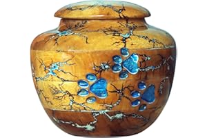 EMPORIUM CRAFTS Urne en bois pour animal domestique Ahses - Urne en bois simple et élégante avec motif empreinte de patte - Urne en bois fabriquée à la main - Grande taille - 59 kg