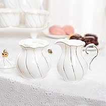 DUJUST Set Da Tè E Caffè In Porcellana 6 Pezzi Stile Britannico Con Finiture Oro E Supporto – Viola, Confezione Regalo Di Lusso