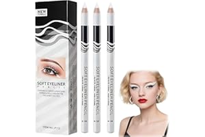 OKMINI 3PCS White Eyeliner Pencils,Soft Highlighter Gel Eyeliner Pencil,White Pencil for Skin Marking,Highlighter Waterproof Eyeli/ner Penc/ils,Wh/ite Eyel/iner Pe/ncil,Professional E/ye Liner Pen
