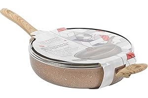 URBN-CHEF Sauteuse profonde avec couvercle anti-adhésif en céramique pour induction Doré rose 28 cm