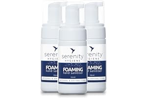 SERENITY HYGIENE Hand Cleansing Sanitiser Foam, No Alcohol Foaming Hand Sanitizer Dispenser - Unscented - 100ml Pack of 3
