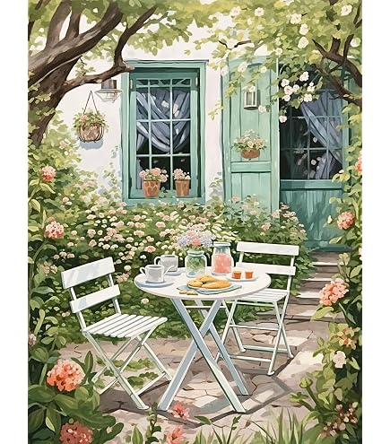 Loisir Créatif QIUQI Kit Peinture Par Numéros Adulte QIUQI - Paysage Fleurs 40x50cm, Toile Peintures Acryliques Pinceaux Peinture Numéro D'art Adulte