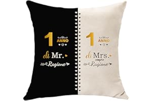 Hasodeo 1 Anno di Anniversario Cuscino Copricuscino Regalo per Lei Regalo per 1 Anno di Matrimonio Coppie di Sposi 1° Matrimonio per Marito Moglie Anniversario di Matrimonio Regali di Carta (1)