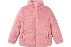 URMAGIC Kids Boys Girls Jackets Toddler Fleece Jacket Zip Up Stand Collar Sherpa Coats Fuzzy Outerwear Fall Winter Cozy Clothes 2T 3T 4T 5T 6 7 8 Years