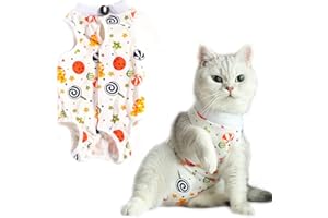 HACRAHO Traje de Recuperación de Gato, 1 Paquete Traje de Recuperación de Cirugía de Heridas de Gato de Algodón Suave Después de la Cirugía para Gatos, S