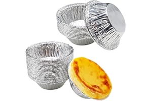 SZCXDKJ 100 Stück Tortenfolie, Mince Pie-Backblech, Premium-Aluminiumfolienschalen für Eierkuchen, Kuchen, Obstkuchen, kleine Kuchen im Hongkong-Stil (Einweg)