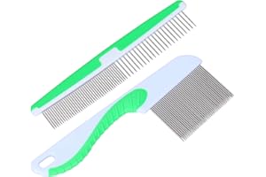 ERUINFANG 2Pcs Dog Comb Cat Comb,Dog Combs For Grooming Pet Comb Dog Combs For Shedding,Fur Detangling Tool for Pets,for Dog Cats Pet etc(Green)