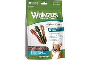 WHIMZEES by Wellness, Brosses à Dents à Mâcher pour Chien de Petite Taille, Friandises Naturelles pour l'Hygiène Bucco-Dentaire, Taille S, Sac de 24 Pièces