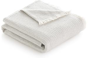 Todocama - Bardzo miękki bawełniany koc z motywem GOFRE, narzuta na sofę i łóżko, narzuta na sofę, łóżko, koc dekoracyjny i koc typu fular, (jasnoszary, 230 x 240 cm).