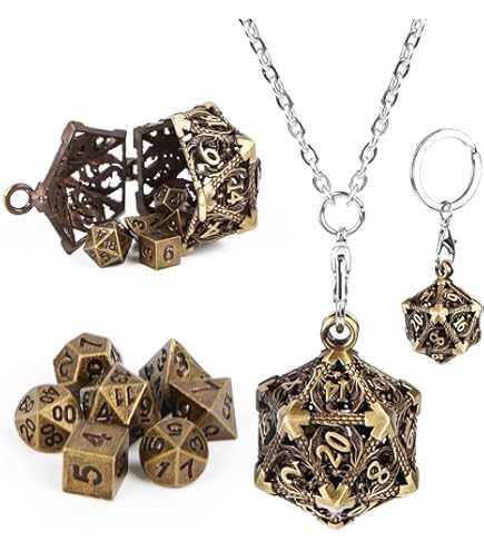 Mini DND Würfel Set Mit Steampunk Taschenuhr - 7-teilige Metallwürfel Für Rollenspiele