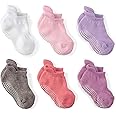 LA Active Baby Toddler Grip Ankle Socks - 6 Pairs - Non Slip/Skid Covered (Girls, 12-36 Months)