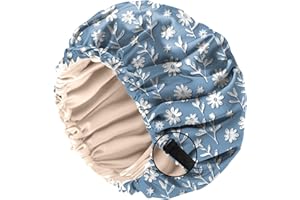 BHAHB Bonnet Satin Bonnet for Sleeping, Double Layer Quality Reusable Elastic Adjustable Satin Hair Cap, Cute Design for Women and Girls (O20 White Flower)