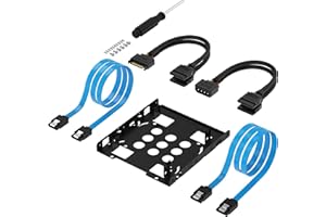 SABRENT Cadre de Montage pour Les Disques Durs 2X 2,5 pouces SSD sur Adaptateur 3,5", Caddies kit de montage 3.5" pour disque dur ou 2 SSD de 2.5", SATA et câbles d’alimentation inclus (BK-HDCC)