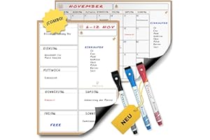 Previs Pack Magnetischer Monatsplaner + Magnetischer Wochenplaner für Kühlschrank und Schreibtisch - Organizer mit Magnet - Jorn Adaplaner, Shopping, Rutina, Studio, Arbeit