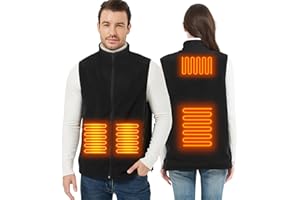ISOPHO Gilet Riscaldato Uomo Donna, Leggero Giubbotto Riscaldato in Pile Polare con Ricarica USB Regolabile, Gilet Riscaldante lavabile in inverno (senza batteria) Nero