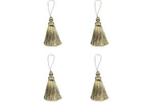 Fenghuangwu Colorful Tassels Key Tassel DIY Accessories for Curtain and Home Decoration 4 Packs (Mix green)