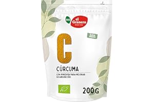 EL GRANERO INTEGRAL Cúrcuma y Pimienta de 200 g Apto para Veganos Propiedades Antioxidantes y Digestivas Genial para Cocinar con un Toque Oriental