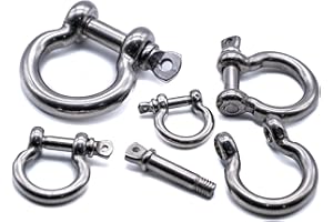 J CLARKE MARINE Bow Shackle Rigging Marine Stainless Steel 316 A4 Shackles 4mm 5mm 6mm 8mm 10mm (4, 10mm)