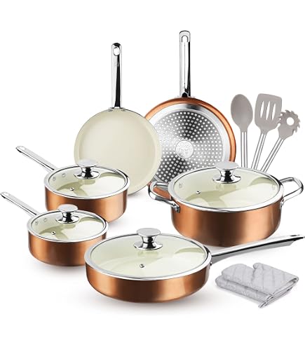 KC Biryani Handi Servierschüssel-Set – 5-teilig, Edelstahl Mit Kupferboden, Für Kochen & Servieren