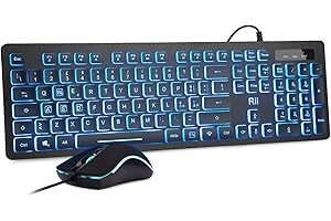 Rii RK105 - Set tastiere e mouse retroilluminati a LED, design elegante e minimalista