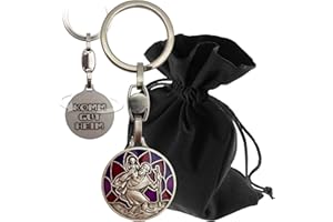 Lunexus Porte-clés Saint Christophe - Béni avec certificat - Avec pochette en velours - Porte-bonheur pour les automobilistes et les voyageurs - Porte-clés saint patron voiture talisman chrétien