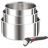 Tefal Ingenio Preference On L898S334 4-Piece Frying Pans 6.3/7.1/20 cm and 1 Removable Handle, Induction, Stainless Steel, St