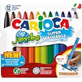 Carioca Jumbo S&uuml;per Yıkanabilir Ke&ccedil;eli Boya Kalemi, 12'Li