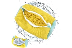 YURAGIM Schuhwaschbeutel Waschmaschine, Wiederverwendbarer Schuhbeutel mit 360° Reinigungsflaum, Stoßdämpfender Wäschesack für Waschmaschine und Trockner, Für Sneaker, Turnschuhe & Alle Schuharten