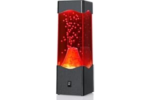 SENCU Lavalampe Kinder,Vulkan Lampe mit roten LED Lichtern Wassersäule simulierten Vulkanausbruch, Nachtlicht Geschenke für Mädchen Jungen,Stimmungslicht Fantasy für Zimmer Dekor(Schwarz)