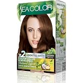 SEA COLOR Amonyaksız, Vegan, Doğal, Besleyici Kalıcı Sa&ccedil; Boyası%100 Beyaz Kapama (1 PAKET 2 x 50 ml Boya & OKSİDAN) (Koyu Kar