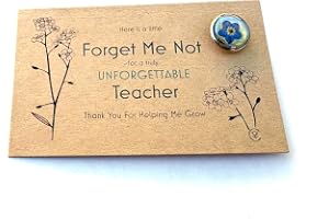 Forget Me Not Teacher Appreciation Pin Badge with Card, Handmade Real Pressed Flower, Thank You Gift. Perfect school leavers 