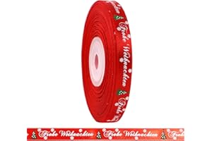 LOOGI 22m Schleifenband 10mm Satinband, Geschenkband Weihnachten Rot Dekoband Weihnachtsband Ripsband mit Frohe Weihnachten