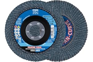 PFERD Lot de 2 disques à lamelles Polifan Curve - Diamètre : 125 mm - Largeur M (11 mm) - Z40 - SGP Steel OX - 69398197 - Pour un traitement précis des joints de gorge