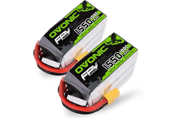OVONIC Batterie Lipo 6s Batterie 100C 1550mAh 22.2V FPV avec connecteur XT60 pour FPV Racing RC Quadcopter Hélicoptère Avion Multi-Moteur Hobby Pièces de Bricolage (2 Packs)