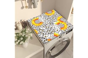 Nouiroy Flowers Washing Machine Dust Cover Top Mat - No-wash Super Absorbent for Washer, Dryer, Microwave, Refrigerator (Sunflower)