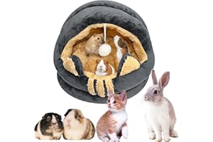 ALBEFER Large Guinea Pig Bed Rabbit Hamster House Toys Hideaway Small Animal Pet Soft Nest Non Slip Hedgehog House with Removable Pad, Cave Cozy Rabbit Hamster Beds Hideout for Rat Chinchilla Ferret Gerbil