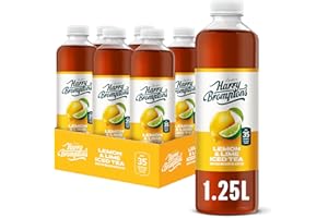 HARRY BROMPTON'S Harry Brompton’s Lemon & Lime Iced Tea (6 x 1.25L Bottles) – Refreshing – British Brewed – Made with Black Tea & Real Lemon & Lime Juice – Low Calorie, No Artificial Sweeteners