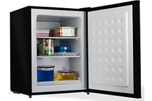 PremierTech Mini Congelatore Nero, Freezer 42 litri, 4**** Stelle, 24 Gradi, Compatto, Da Tavolo, Risparmio Energetico, Porta reversibile, PT-FR43B