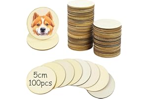 ANRBB Dischi di legno, 100 pezzi, rotondi, diametro di 5 cm, spessore 2,5 mm, per decorazioni, sottobicchieri in sughero, artigianato fai da te