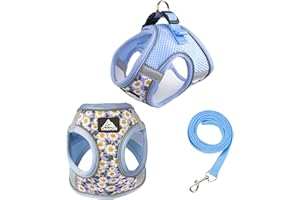 BRTNUP Juego de arnés y correa para gatos, arnés reflectante ajustable a prueba de escapes, chaleco de malla suave con hebilla de seguridad, chaleco para caminar para perros pequeños y medianos, gatos