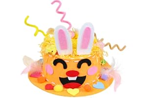 HUNIEE SULOLI Easter Bonnet Decorations Kit,Easter Hats to Decorate Make Your Own Easter Bonnet Easter Bonnet Hat for Kids Easter Bonnet Making Kit for Boys Girls(Orange)