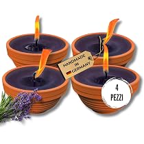 4 Fiaccole Da Esterno In Terracotta Lavalis | Cera Riciclata Dal Duomo Di Colonia, Durata 15 Ore, Altezza Fiamma 5 Cm, Diametro 9,5 Cm